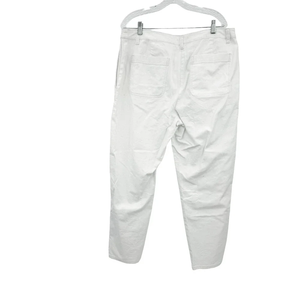 Eileen Fisher Women's White Cotton Hemp Stretch Tapered Pant Size 16 NWOT